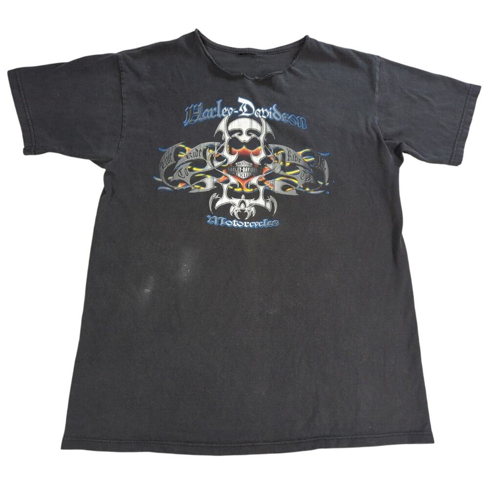 Harley-Davidson Skull Graphic T-Shirt Men’s M Black Distressed No Tag